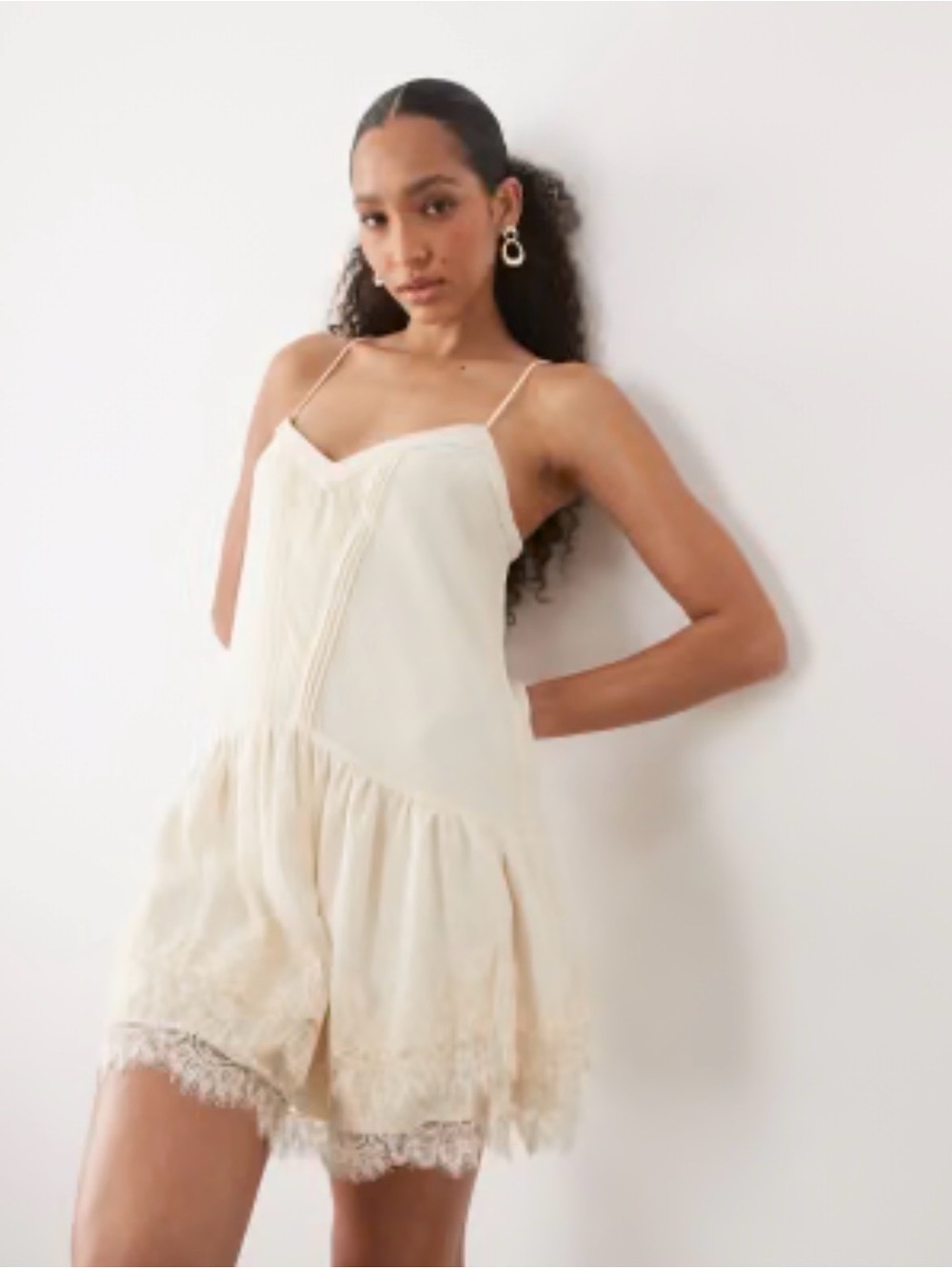 V-Neck Lace Ruffle Mini Dress by Abercrombie & Fitch